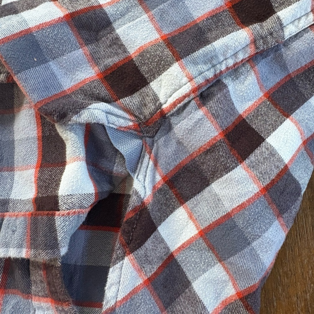 REI Co Op Blue Plaid Flannel LS Shirt Cotton Outdoor Nature Hiking Women Large - Picture 10 of 12